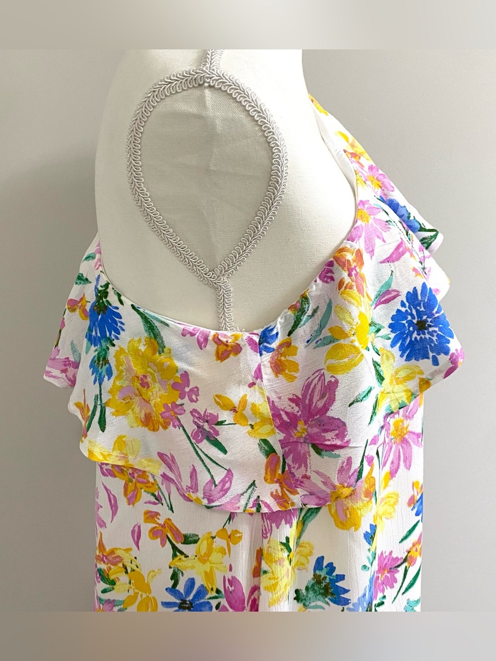 Emily Wonder Womens M Pink Yellow Asymmetrical Floral Dress Boho Cottagecore - Picture 7 of 12